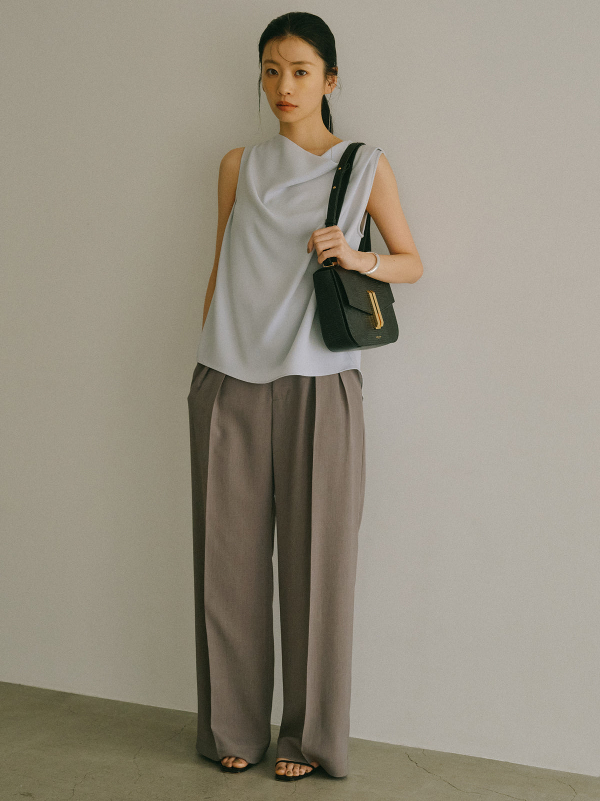 トリアセテートドレープブラウス