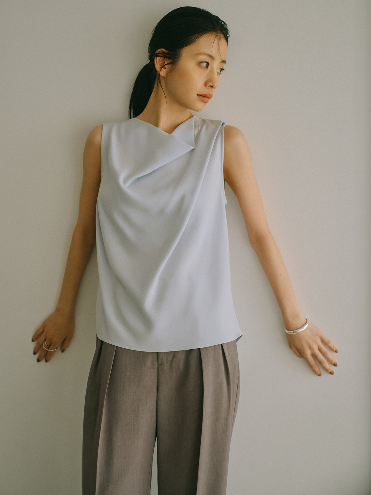 トリアセテートドレープブラウス