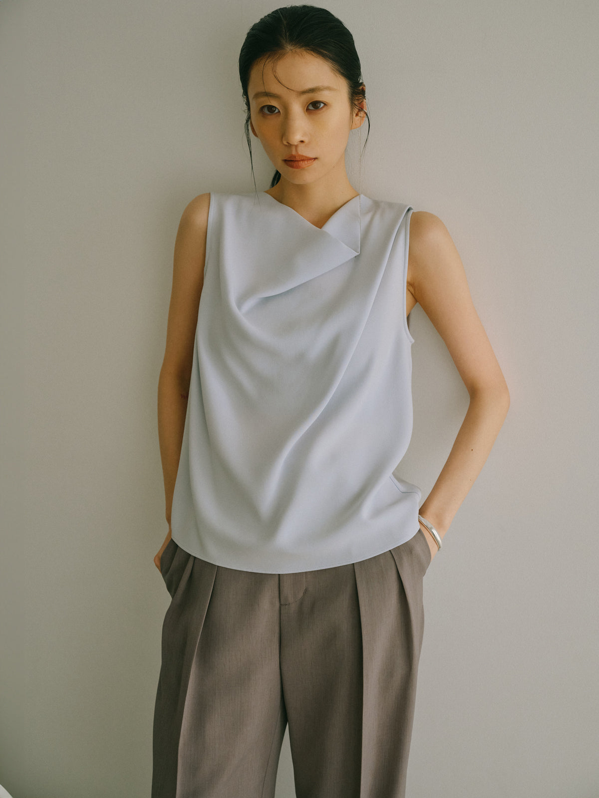 トリアセテートドレープブラウス