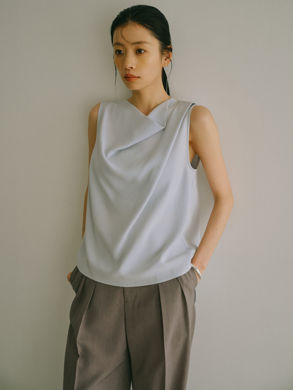 トリアセテートドレープブラウス