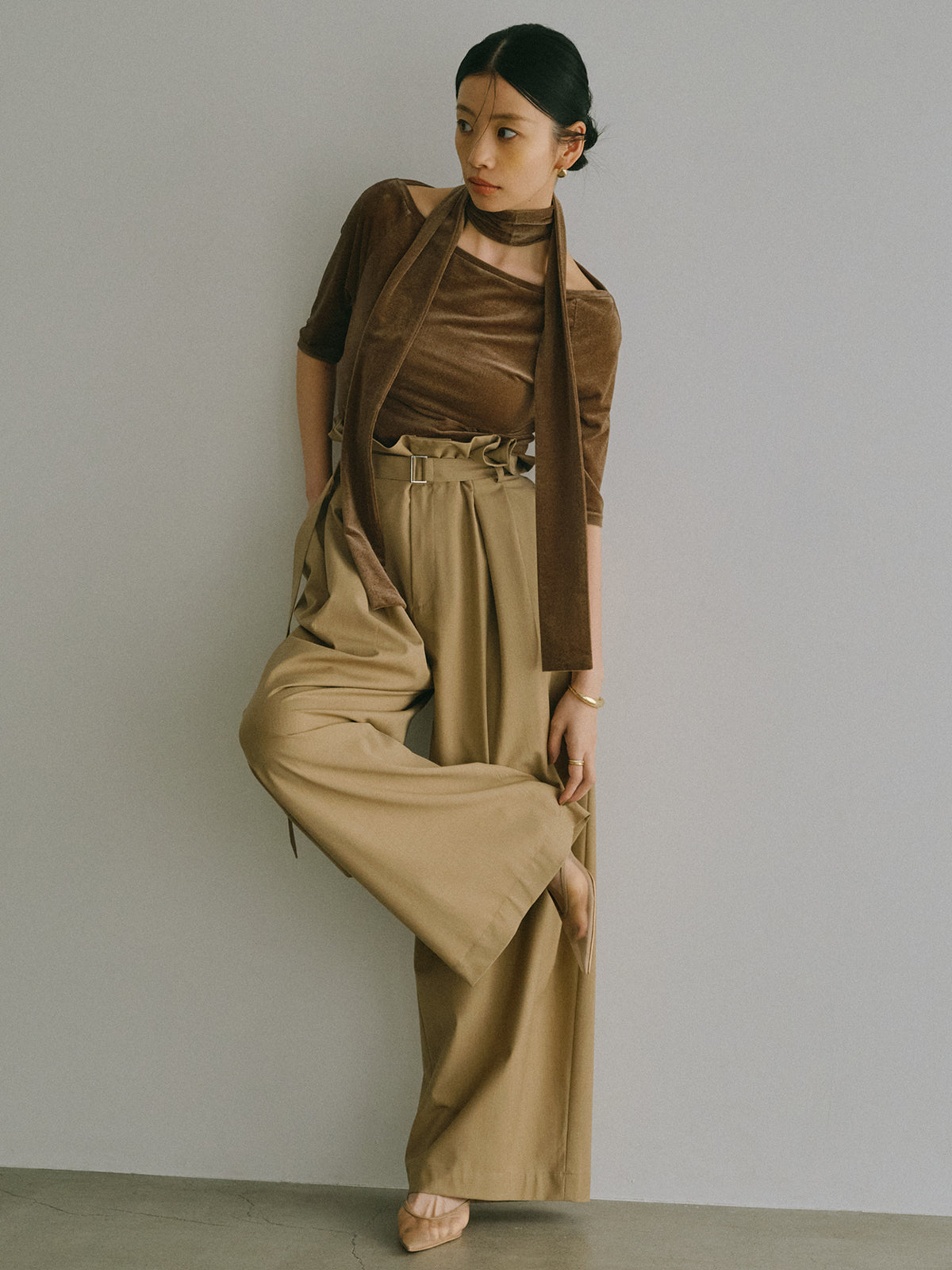 Frill Tuck Wide Pants