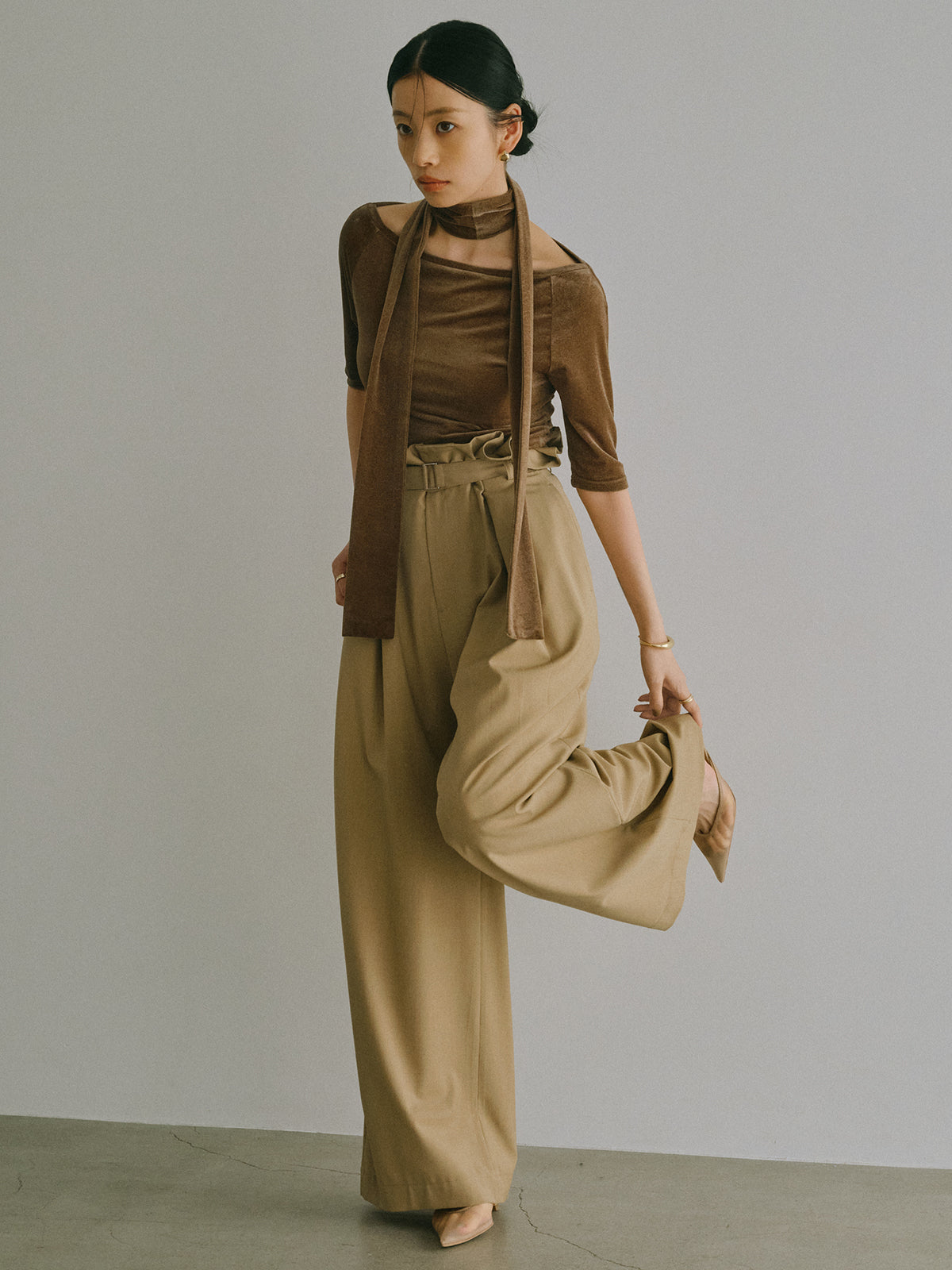 Frill Tuck Wide Pants