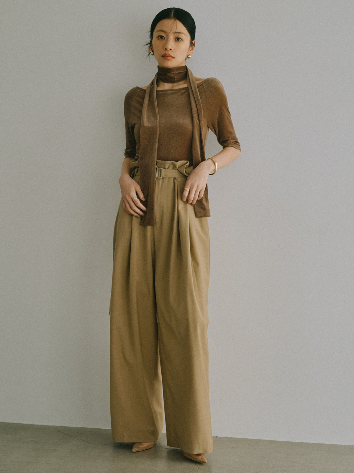 Frill Tuck Wide Pants
