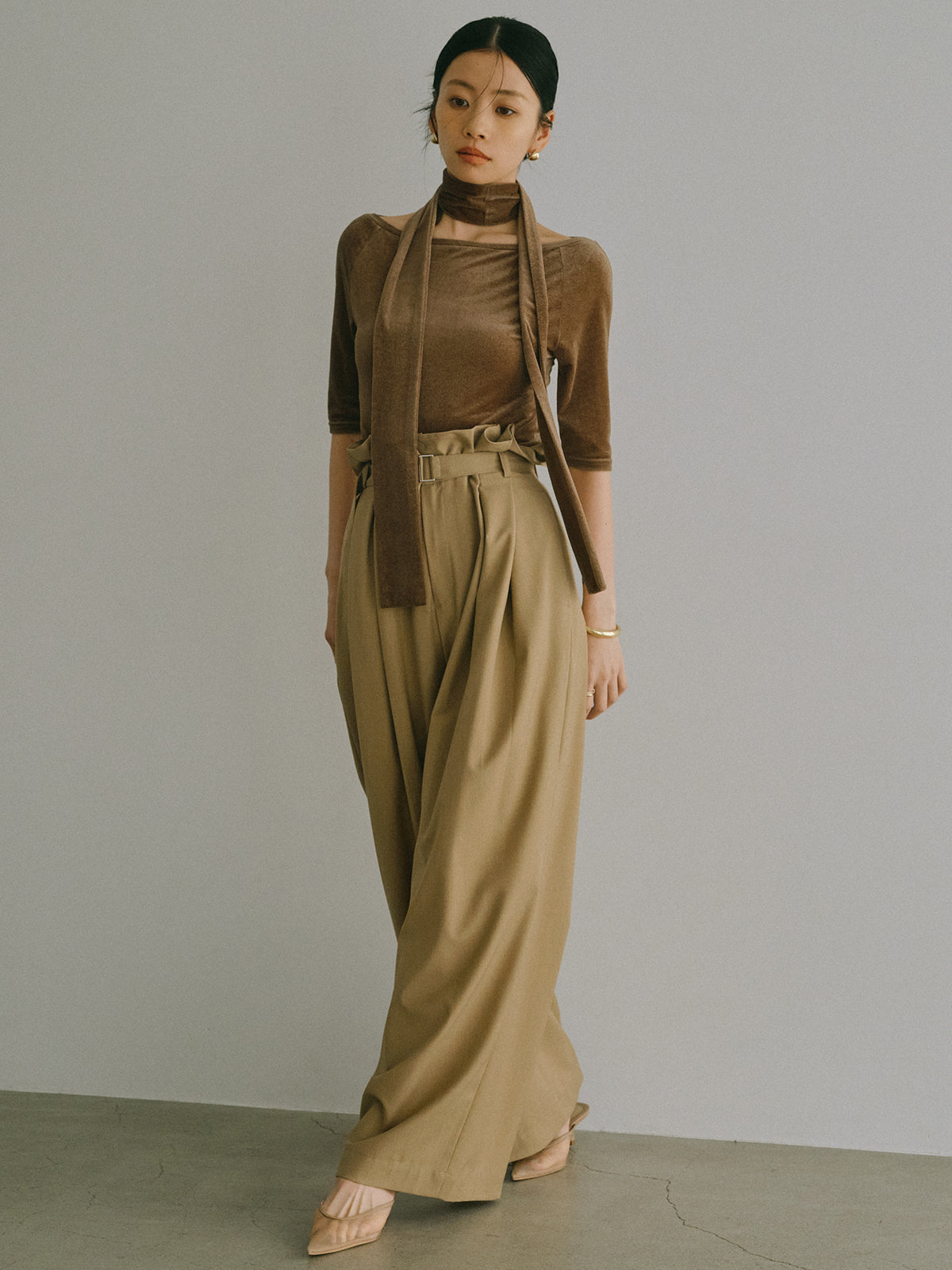Frill Tuck Wide Pants