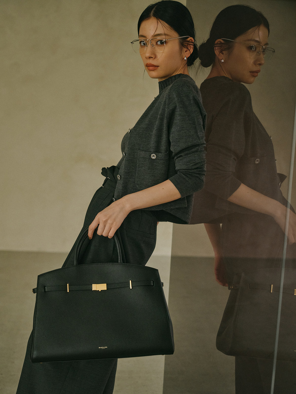 ノースリーブウールリブニットトップス