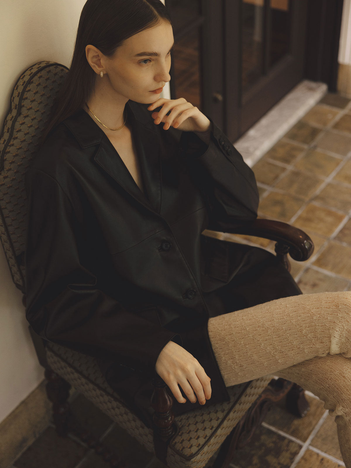 ウールレースレギンス