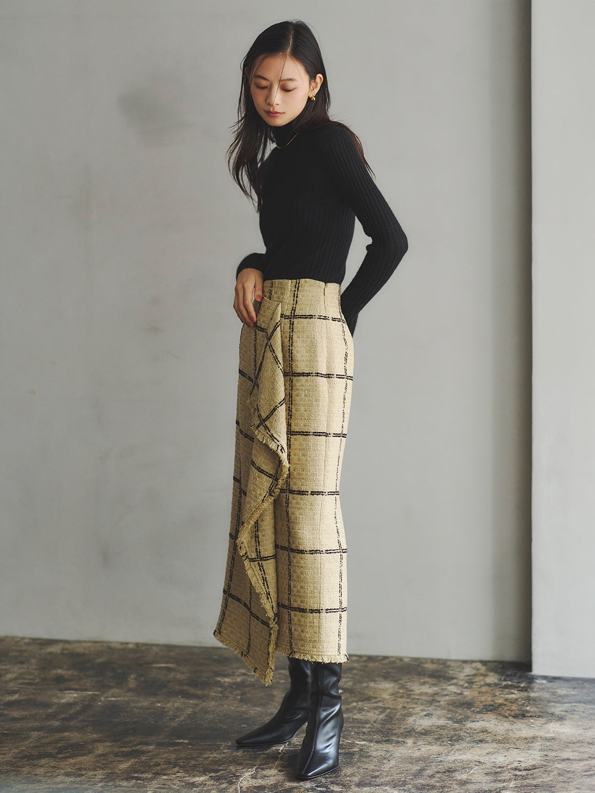 ツイードラップスカート