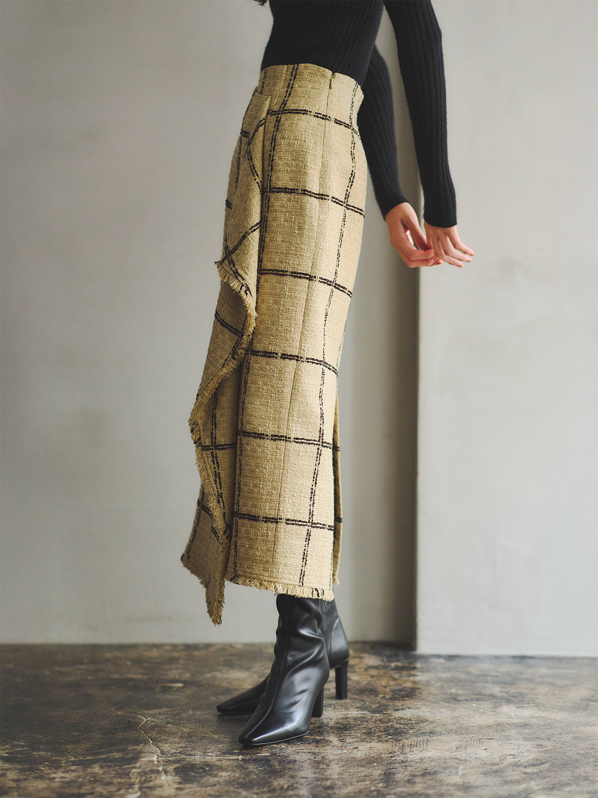 ツイードラップスカート