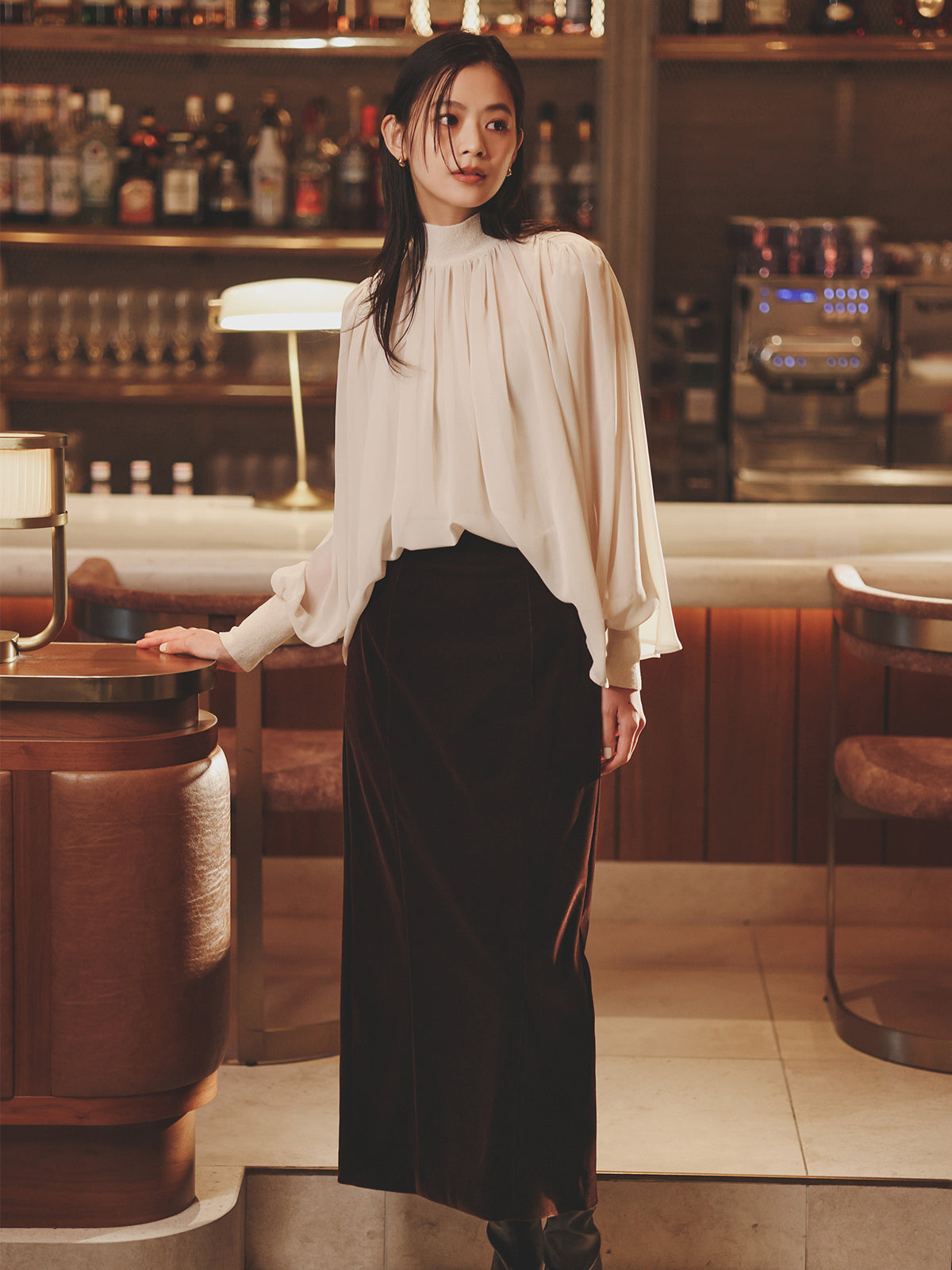 ジョーゼットフレアブラウス