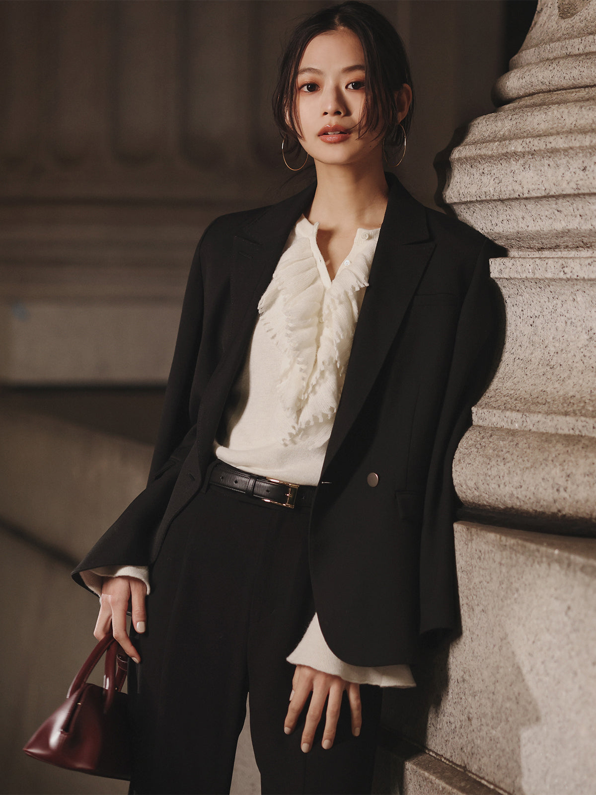 トリアセバックサテンフレアパンツ