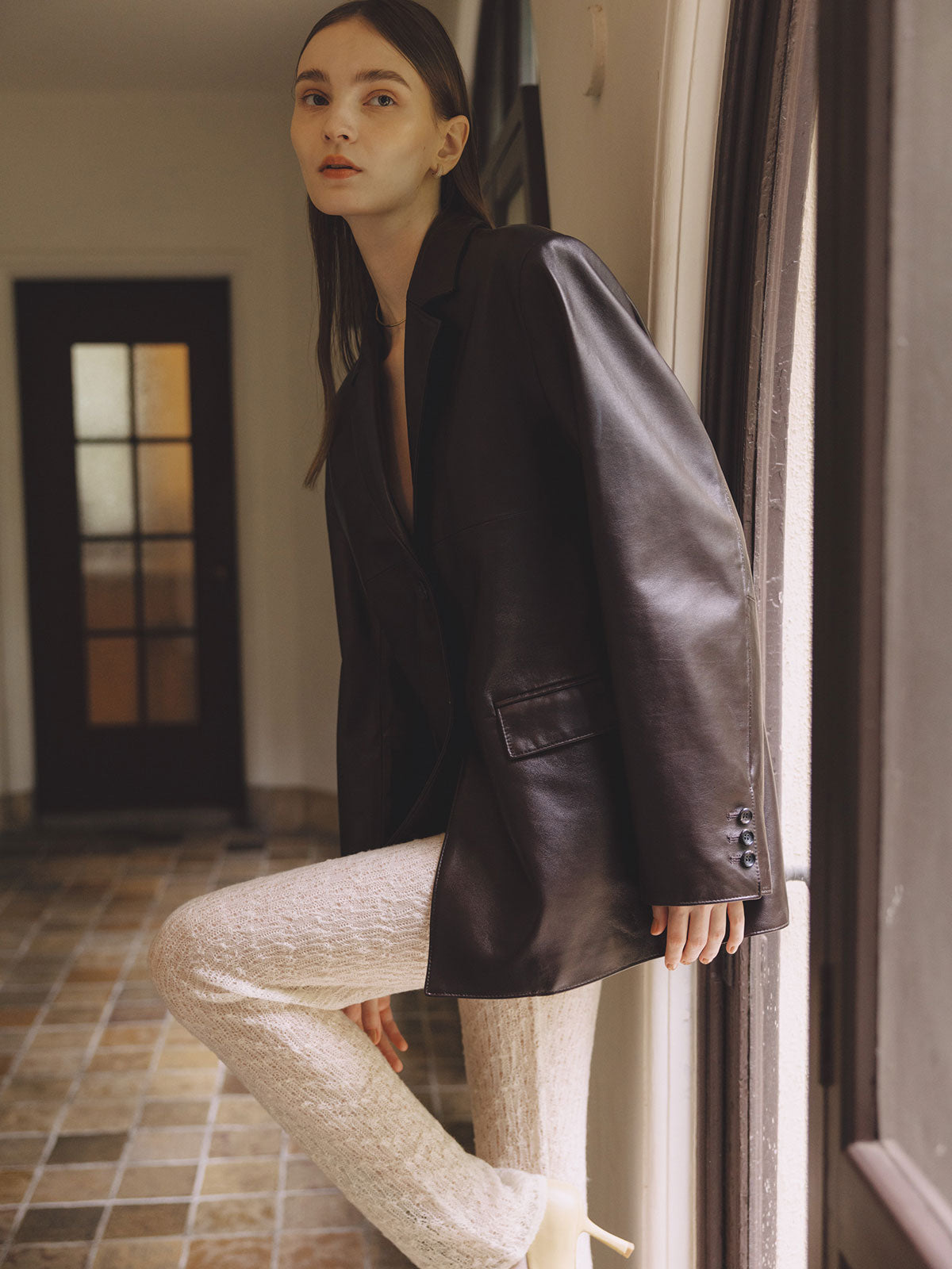 ウールレースレギンス