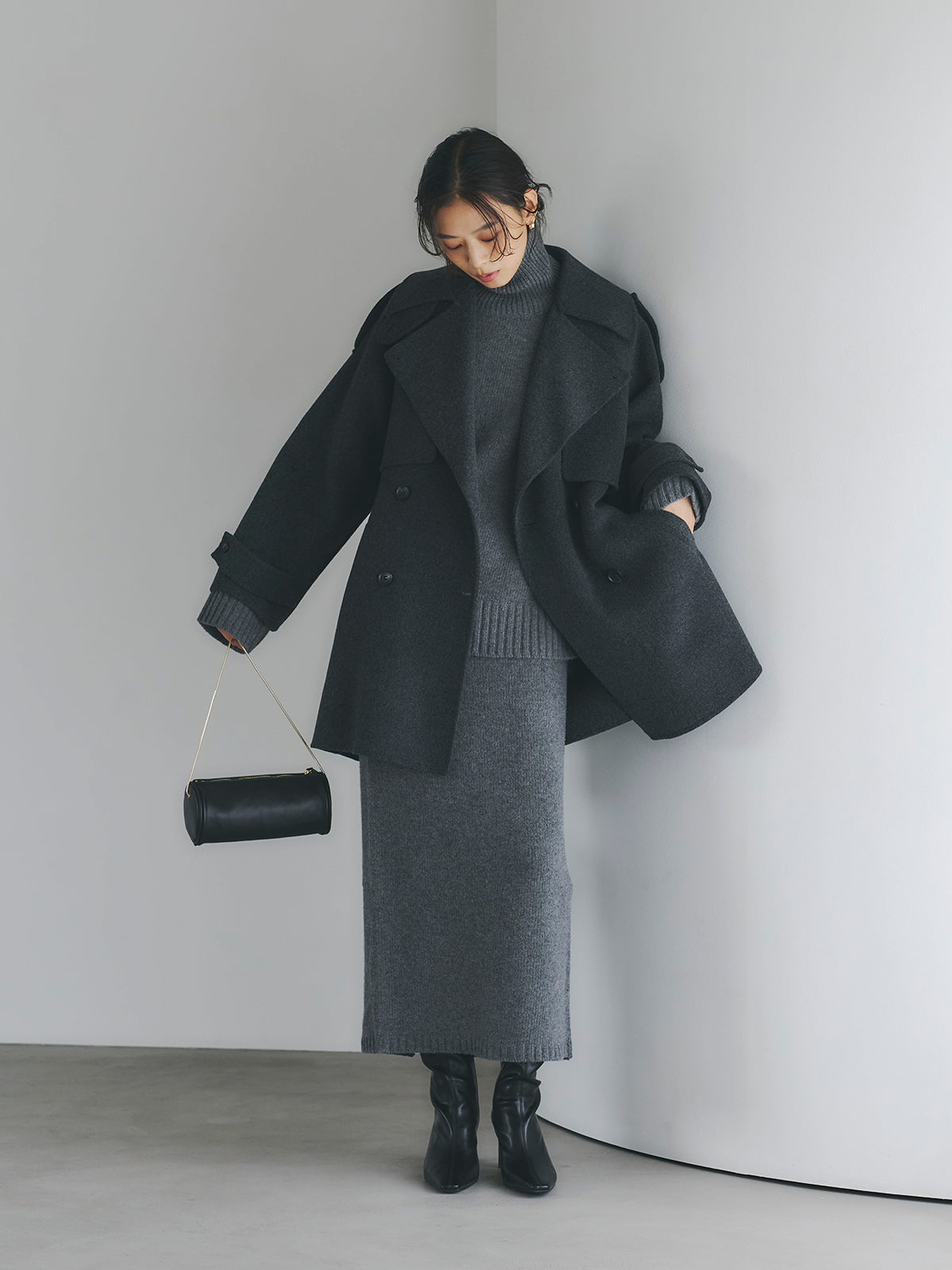 HAMILTONウールカシミヤタートルネックプルオーバー