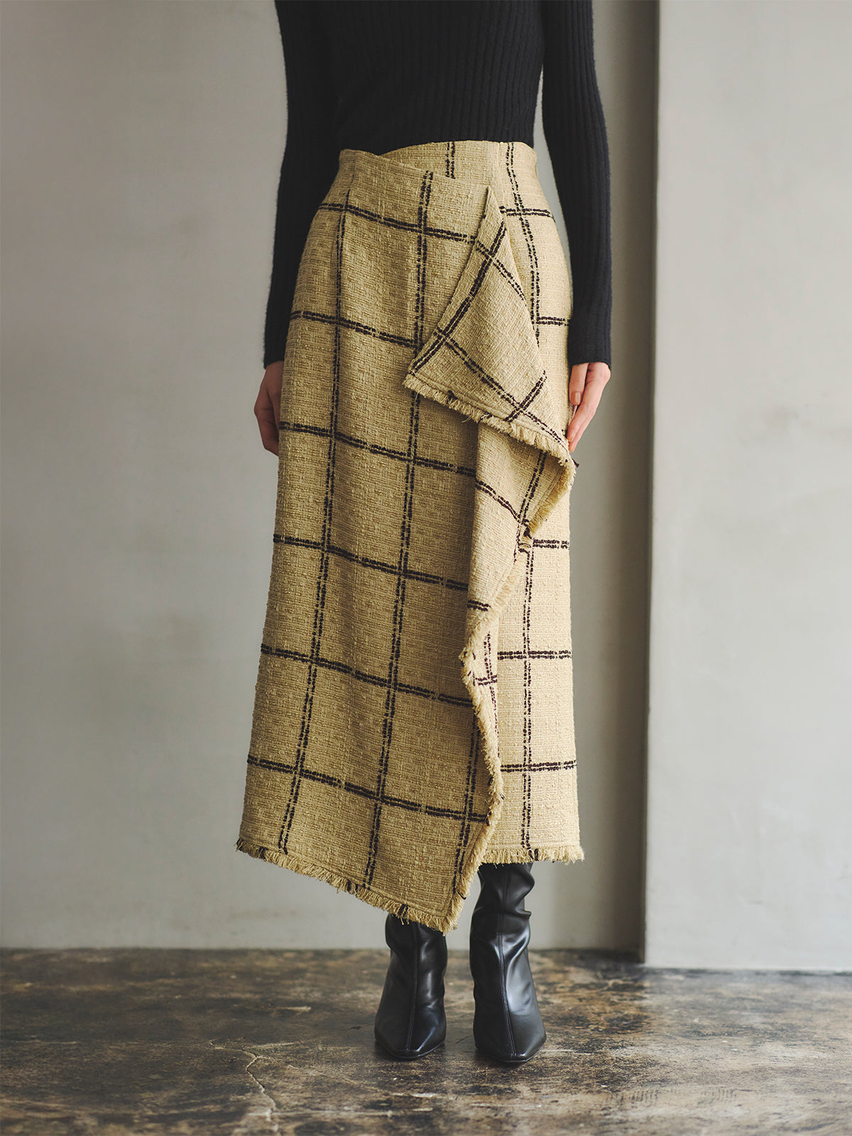 ツイードラップスカート