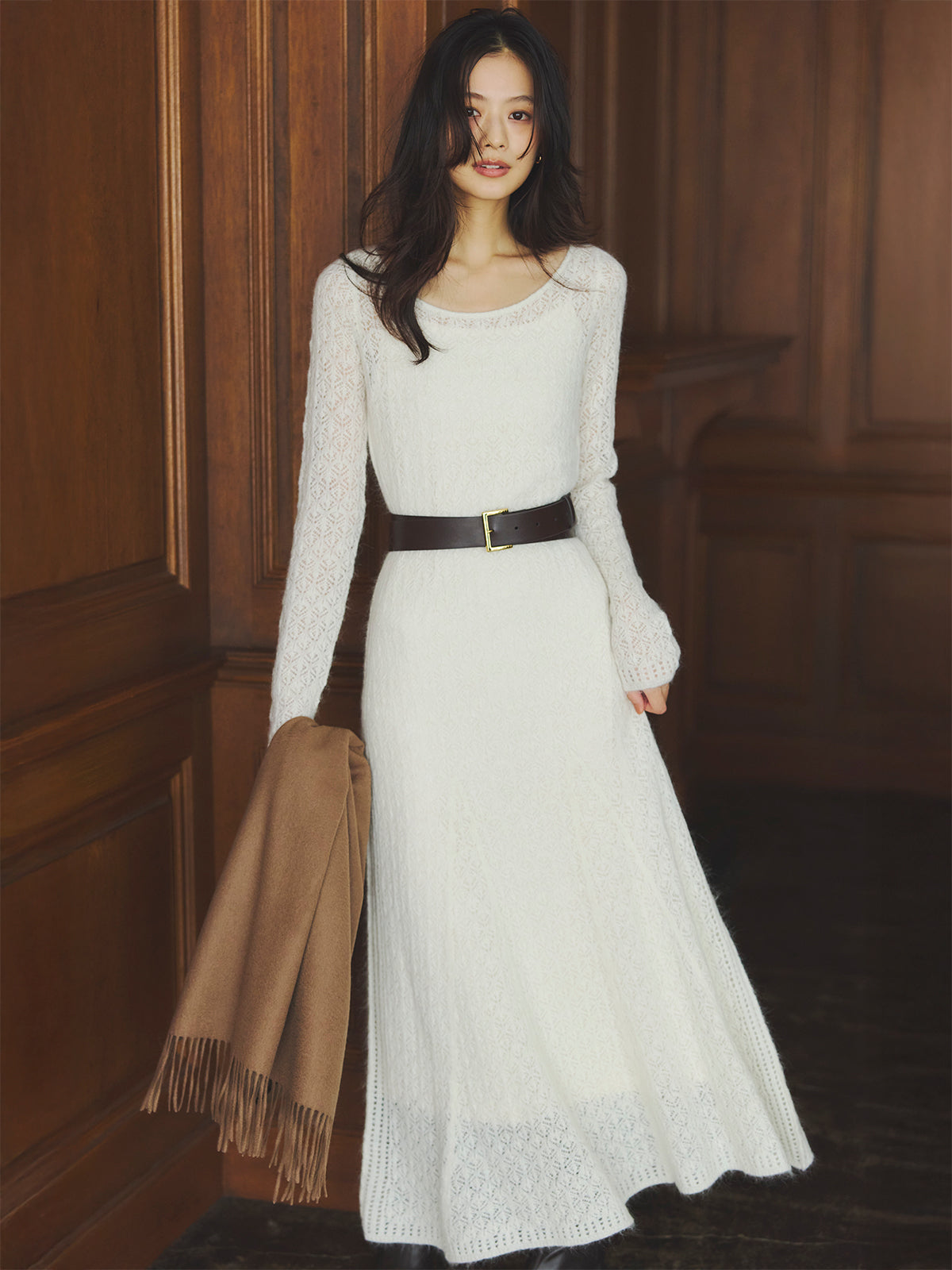 レースワークニットワンピース