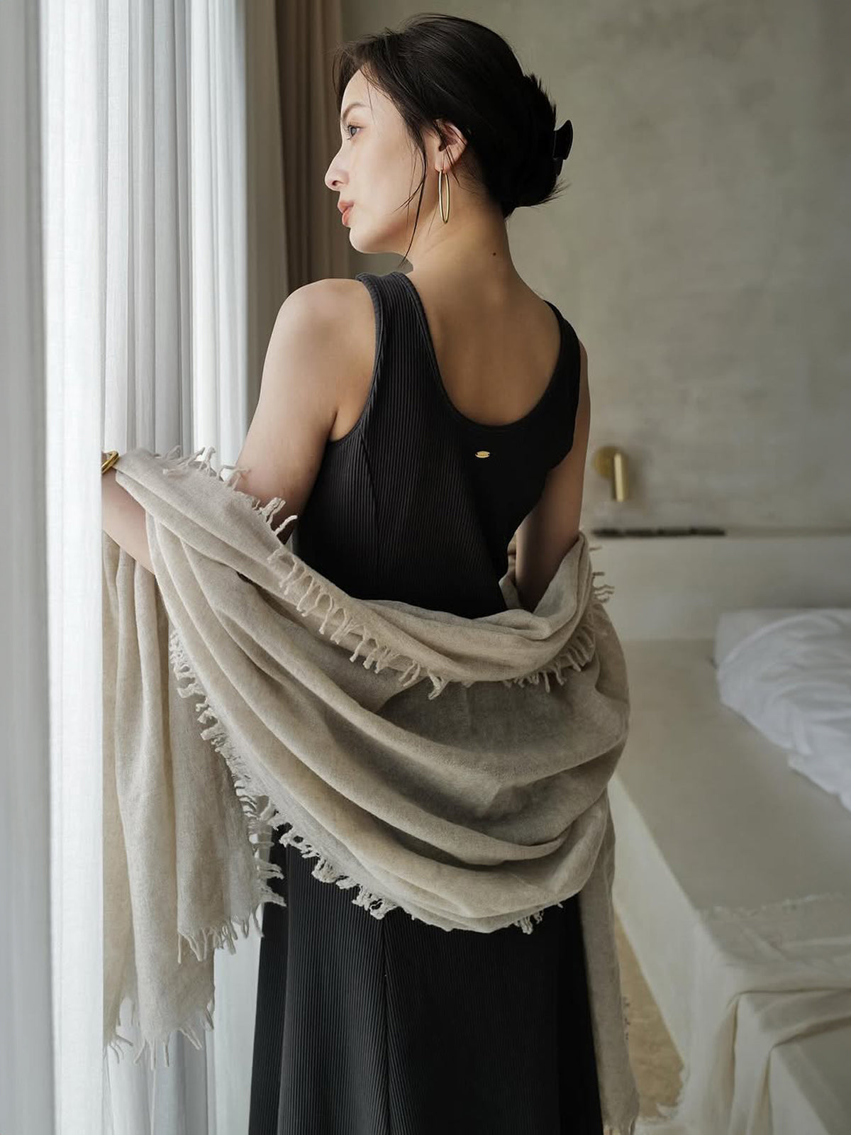 【OUR WACOAL×anuans】컵 인 머메이드 리브 컷 원피스