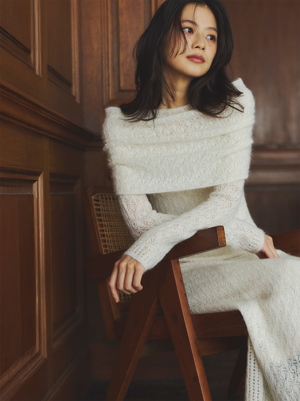 レースワークニットワンピース