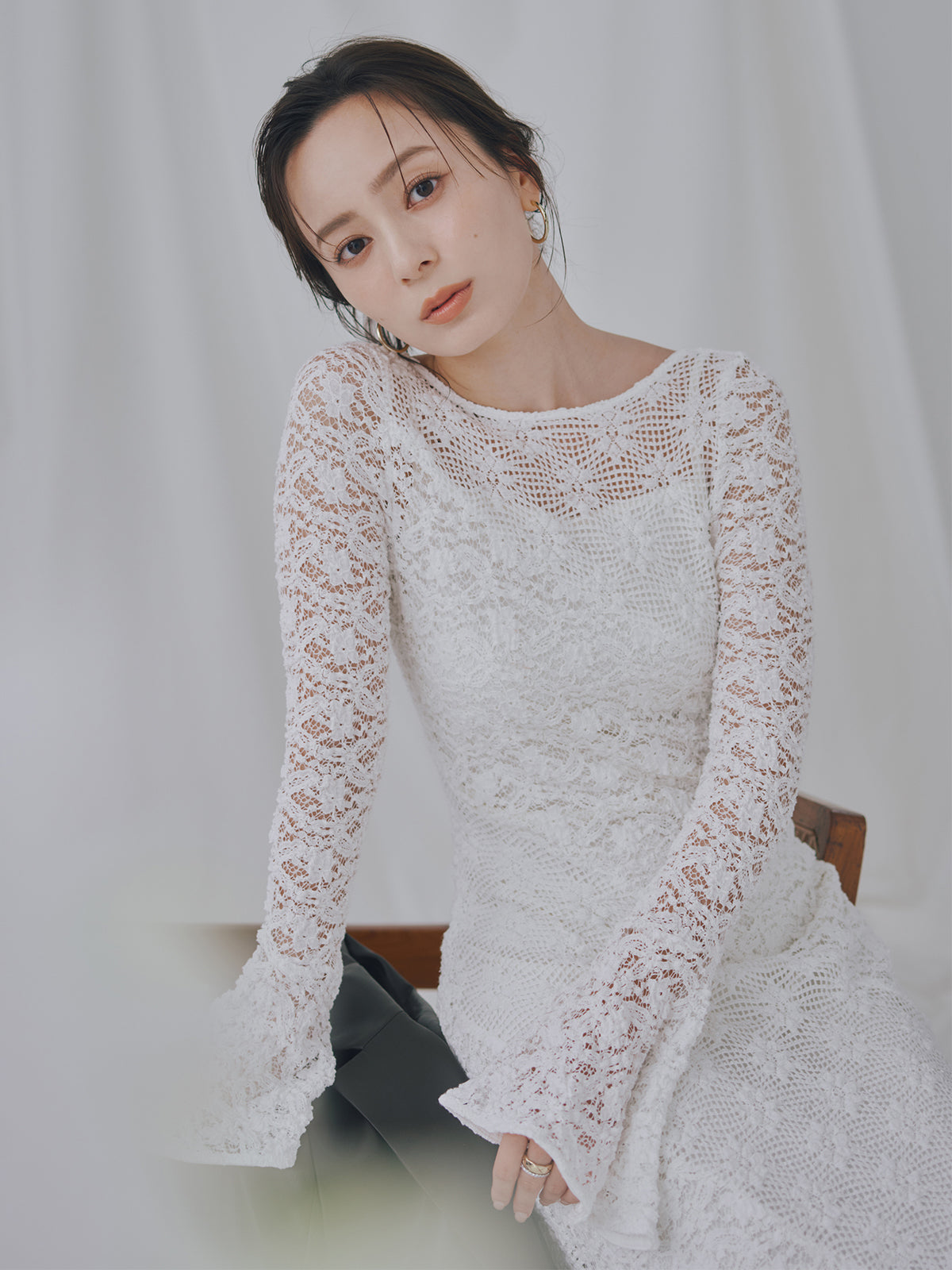 シュリンクレースパネルワンピース