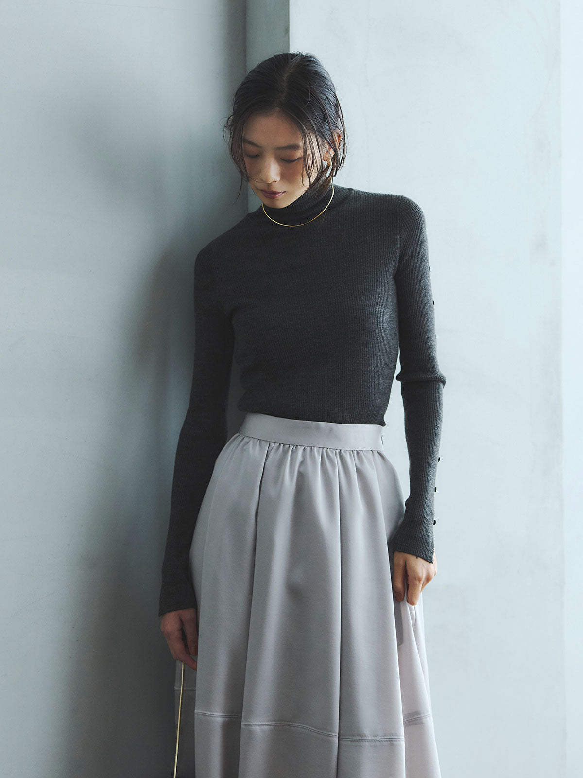 アセライクサテンバルーンスカート