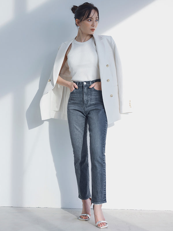 Slim straight denim