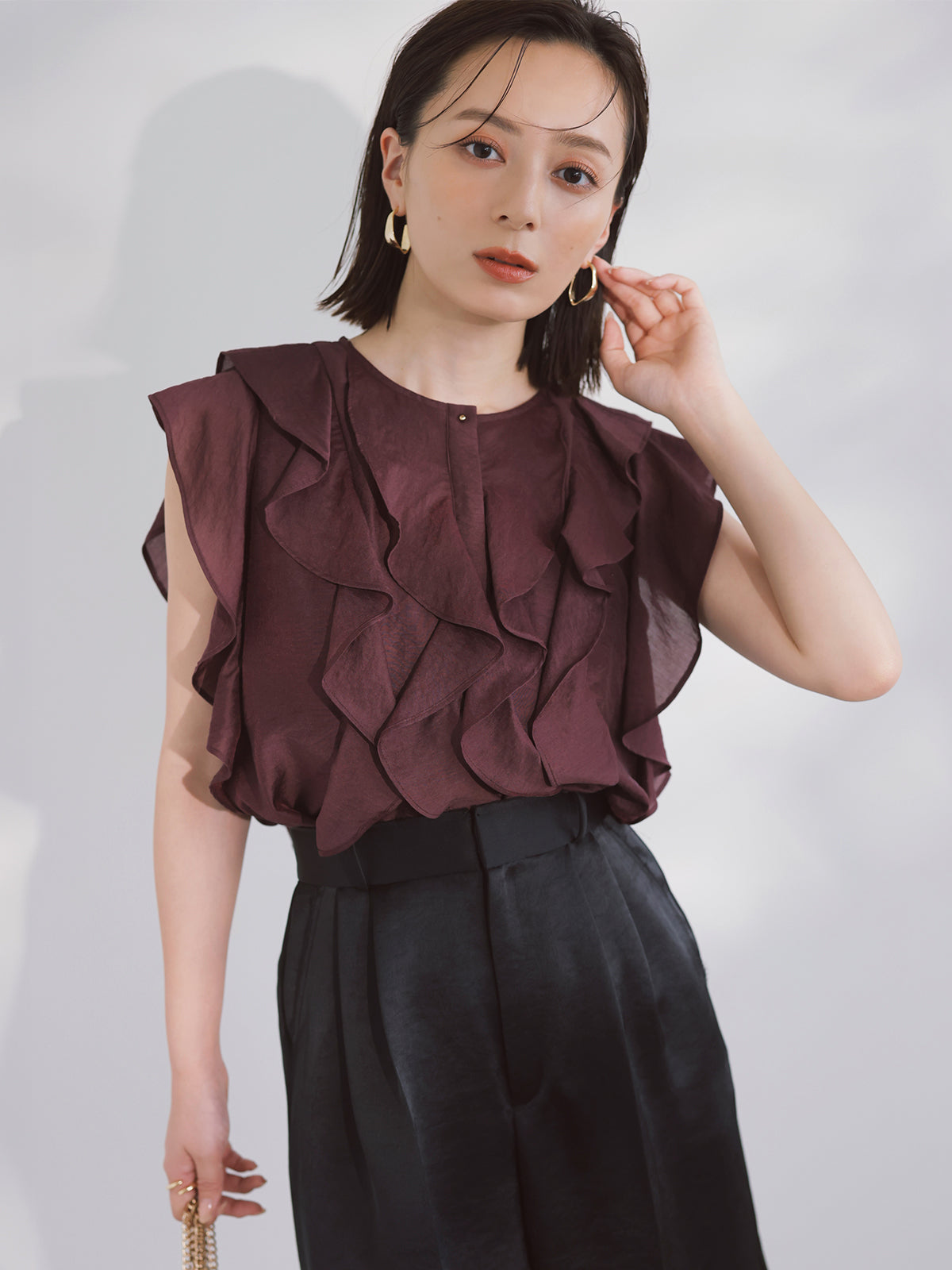 amel オーガンザフリルブラウス　フリルシアーブラウス 楽天市場】オーガンジーフリルブラウス [C7144] レディース 20代