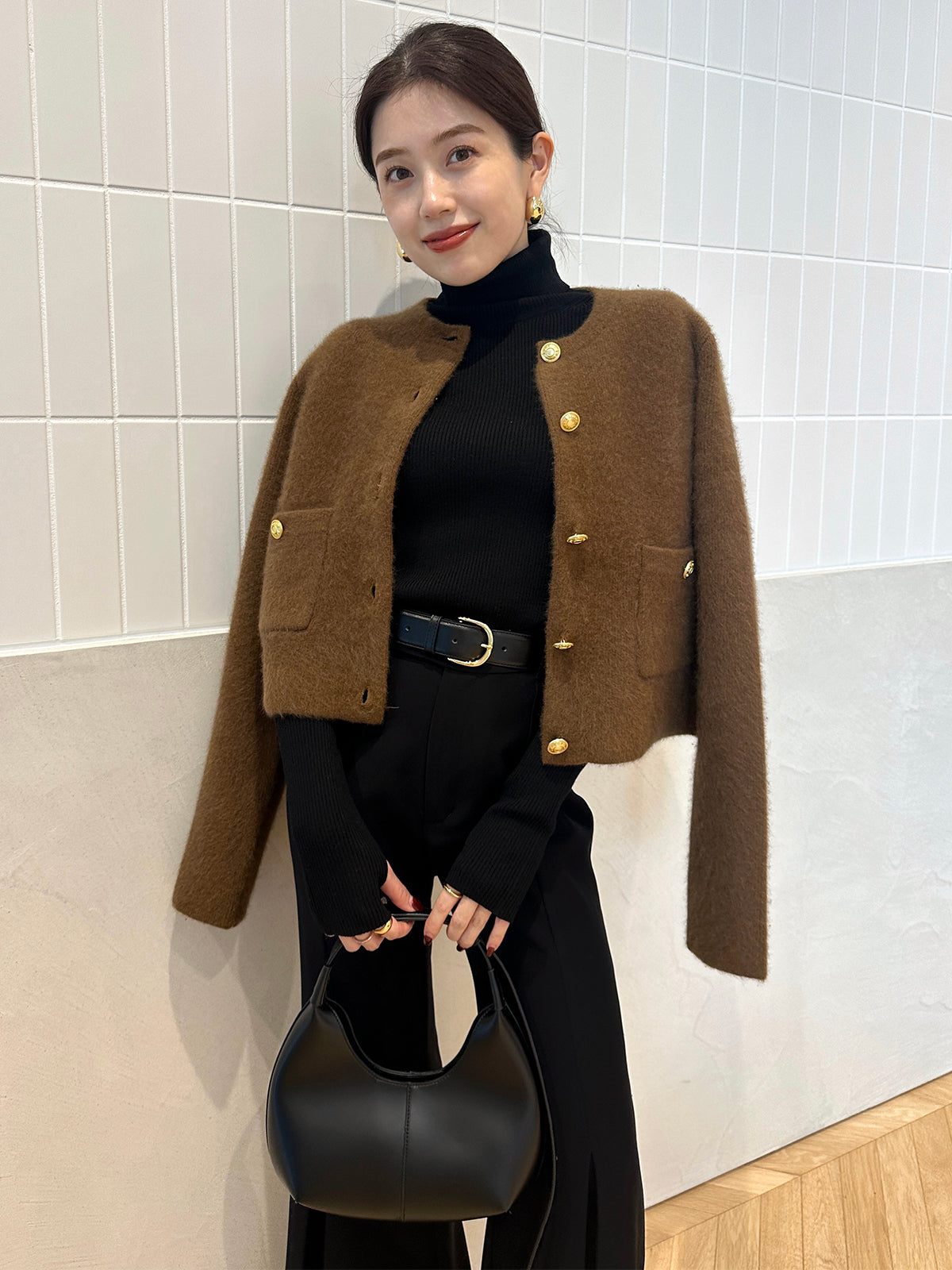 カシミヤブレンドフィットリブニットプルオーバー