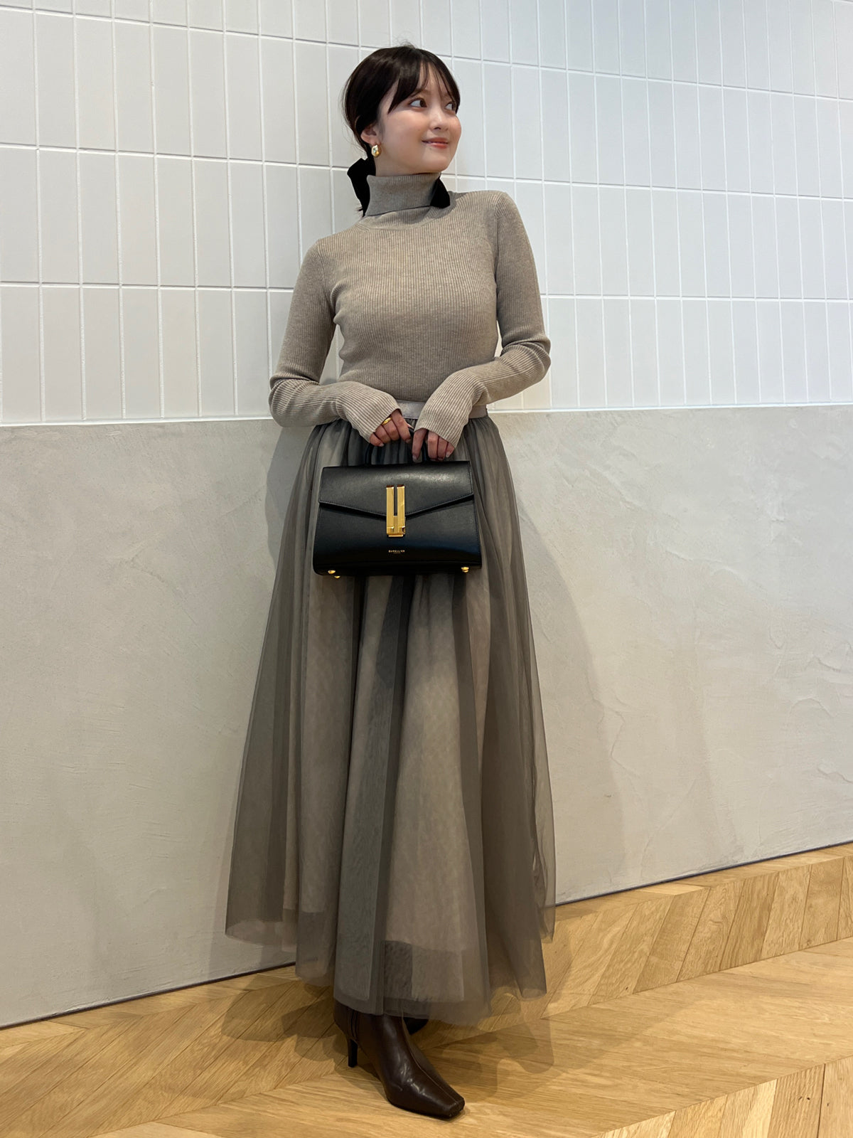 カシミヤブレンドフィットリブニットプルオーバー