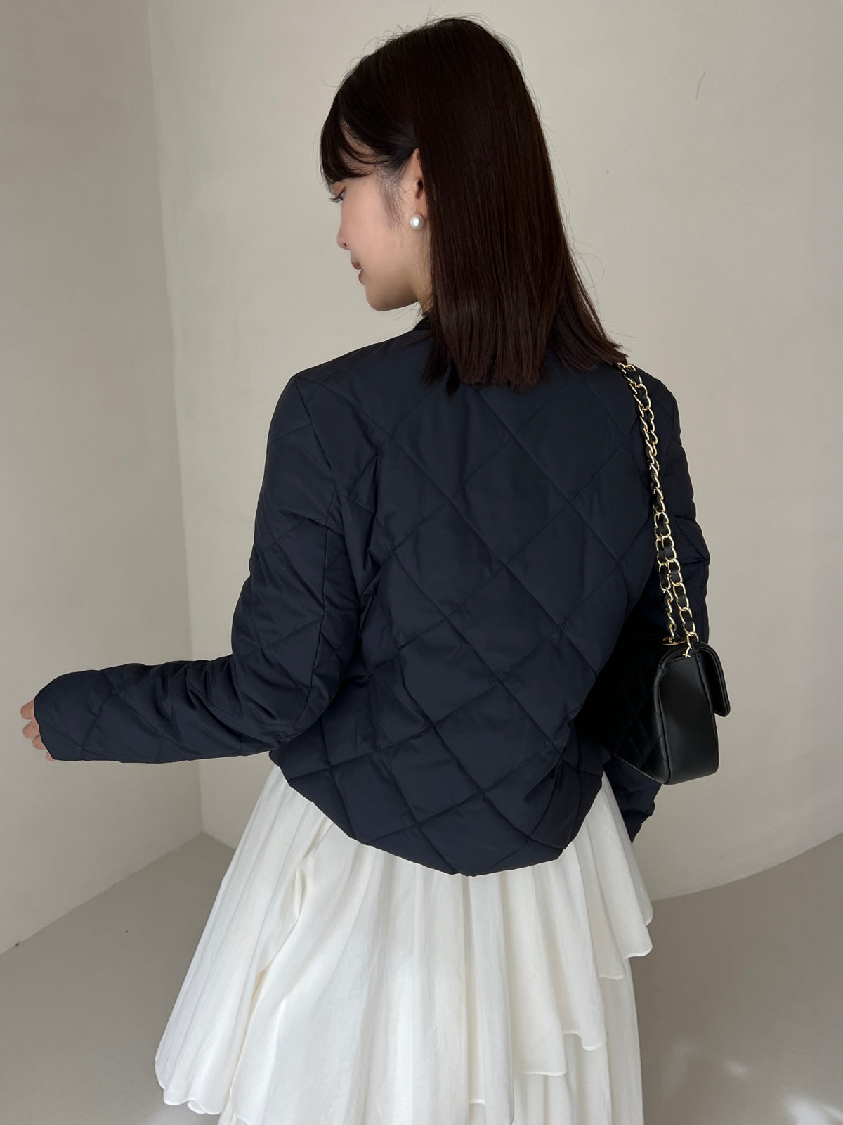 【TAION】ノーカラーキルティングショートダウン