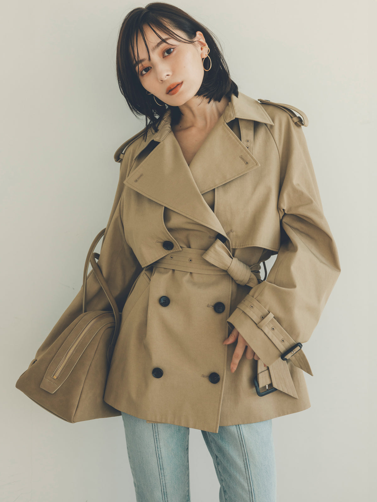 【美品】ANAYI ベージュ ハーフコート trim_ofcrs_itemb486abeeda0a11e