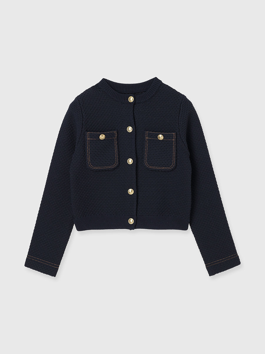 No Collar Knit Jacket