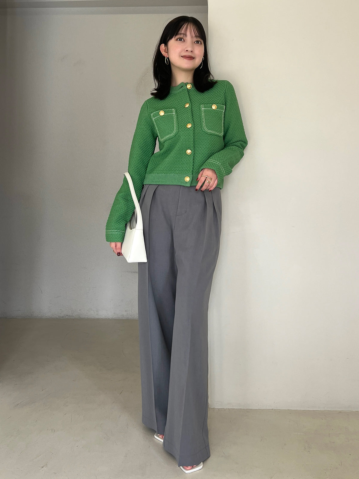 No Collar Knit Jacket