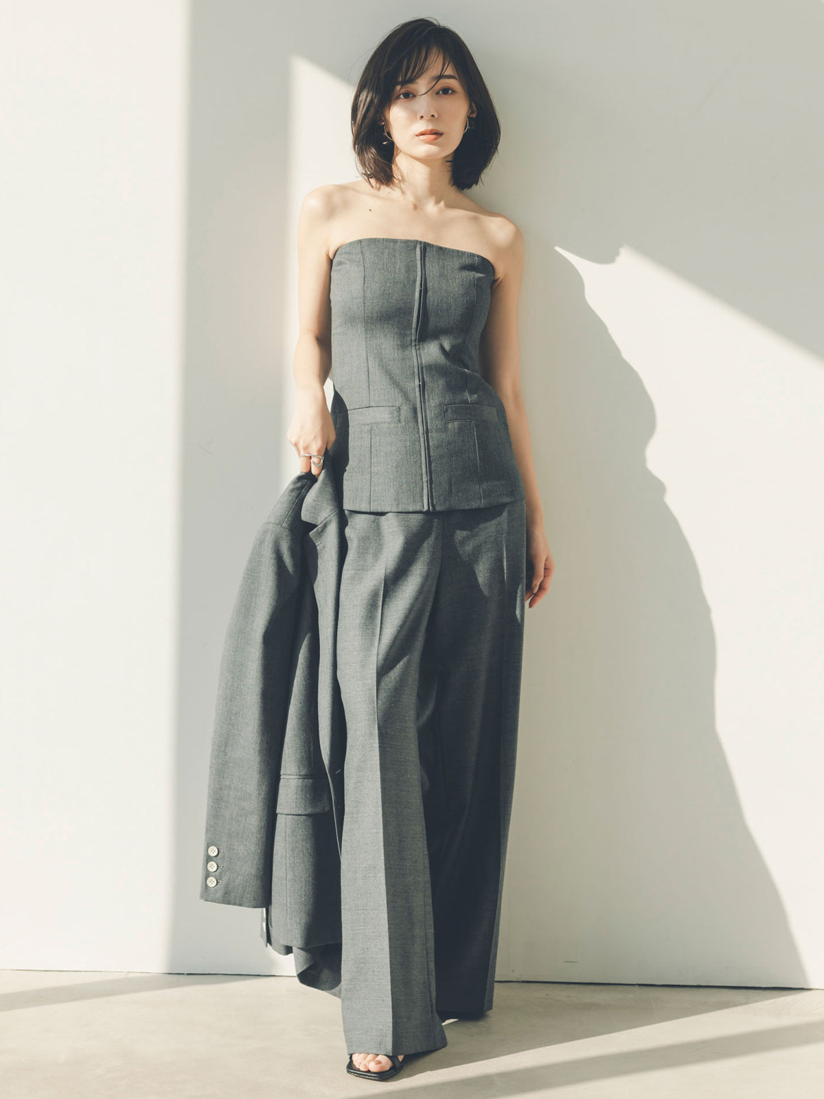 彈性羊毛前扣胸衣