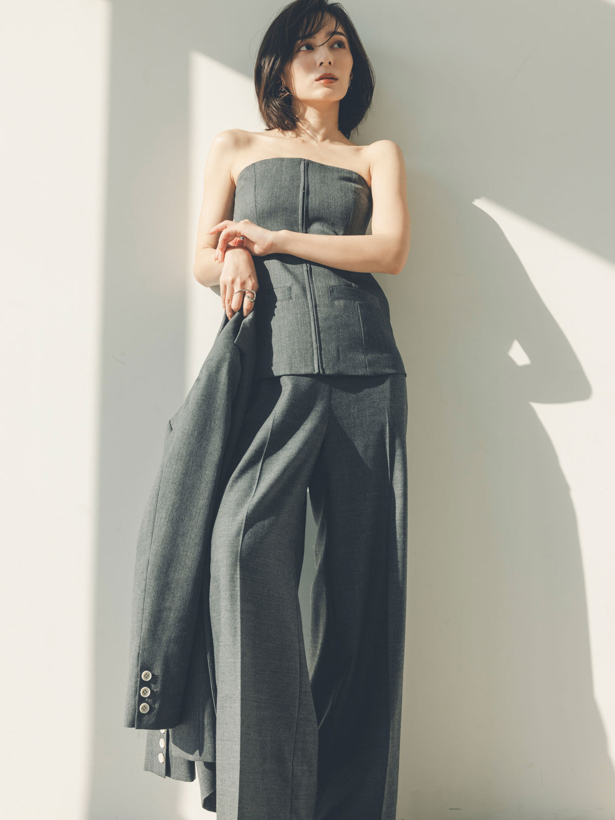 彈性羊毛前扣胸衣