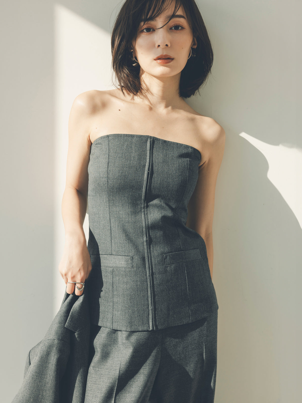 彈性羊毛前扣胸衣