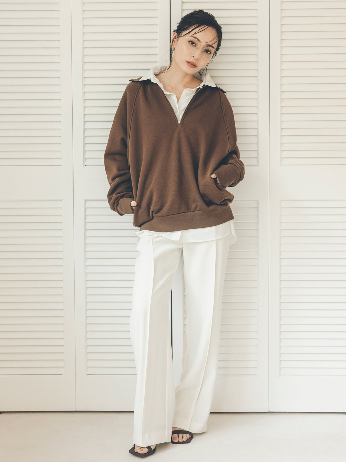 ダブルサテンストレートパンツ