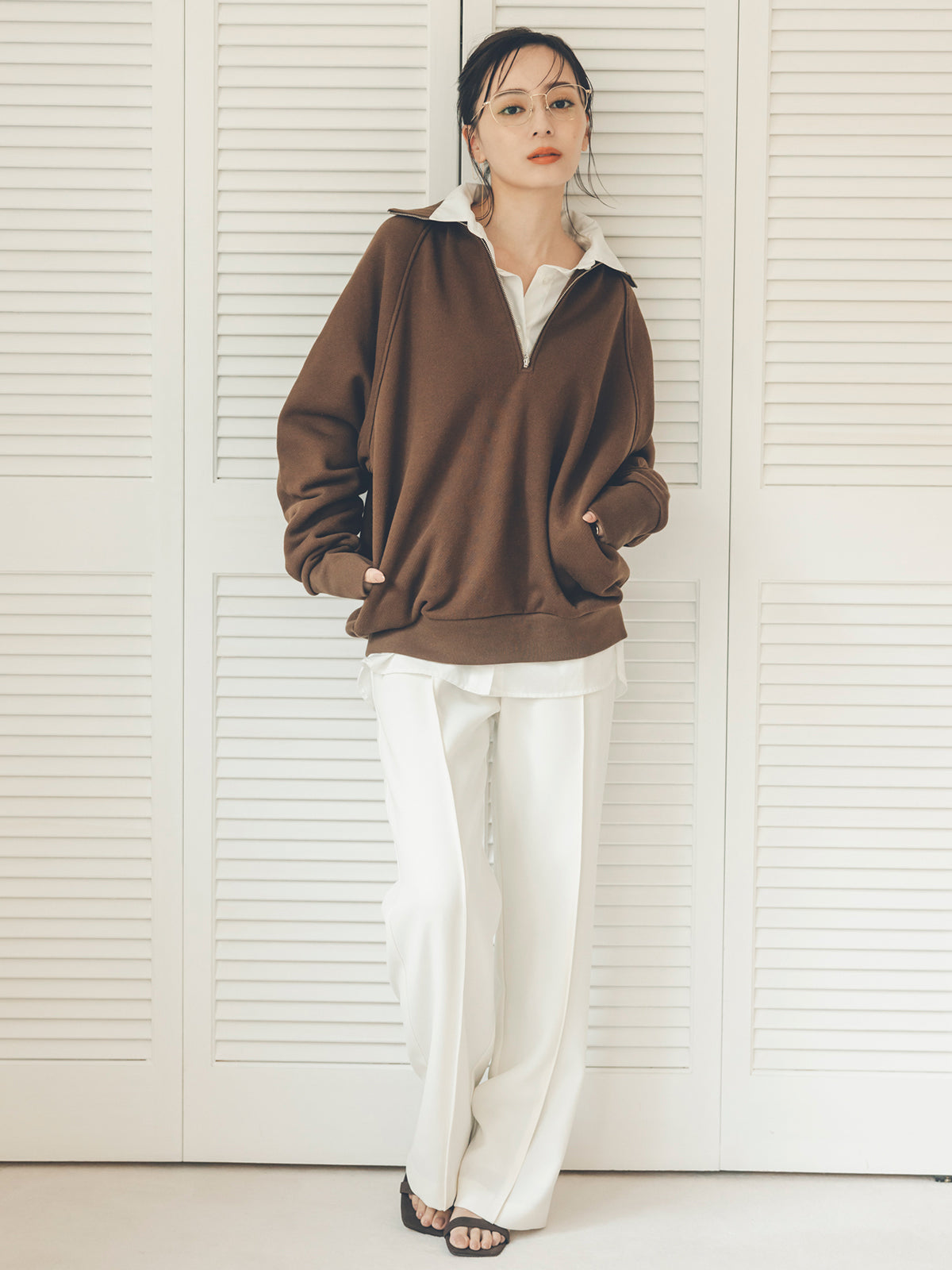 ダブルサテンストレートパンツ