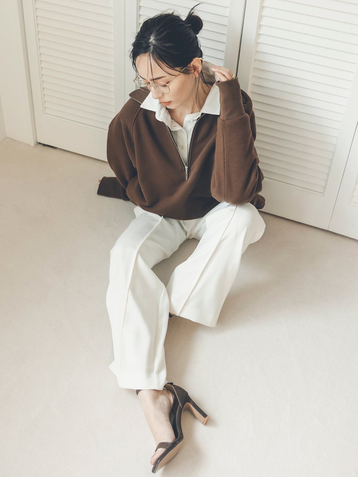 ダブルサテンストレートパンツ