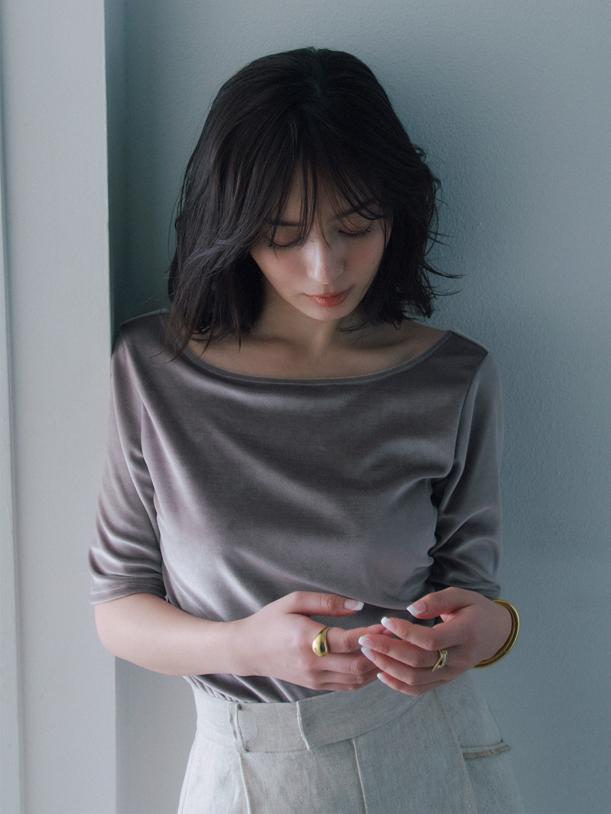 【OUR WACOAL×anuans】カップインベロアトップス