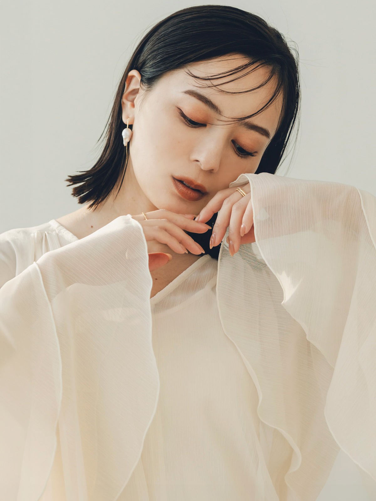 シフォンラッフルワンピース