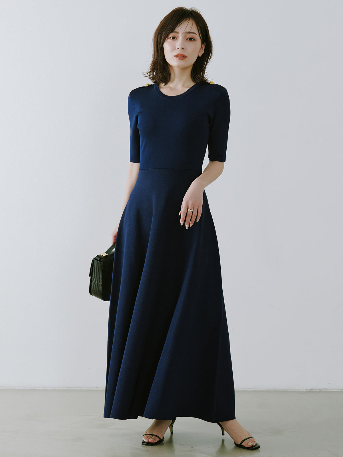 Double Face Knit Flare One-Piece Dress