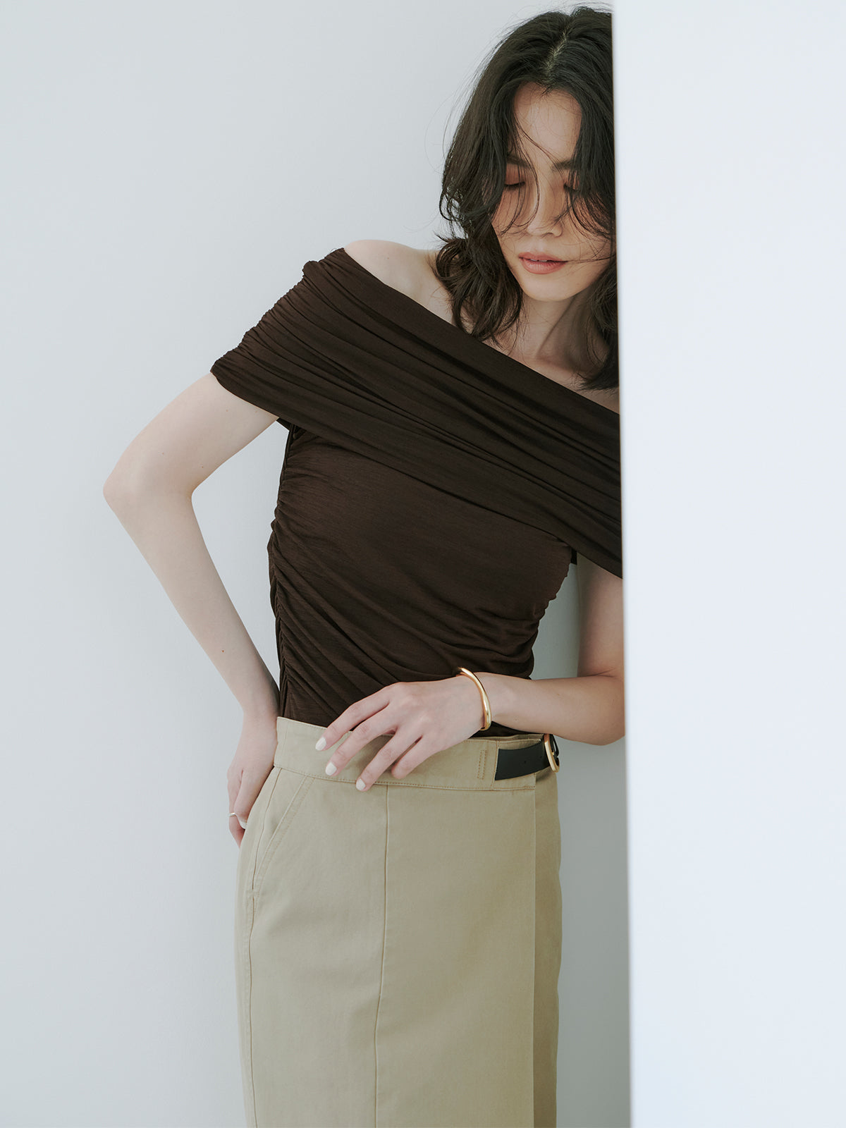 Belted Chino Tight Skirt