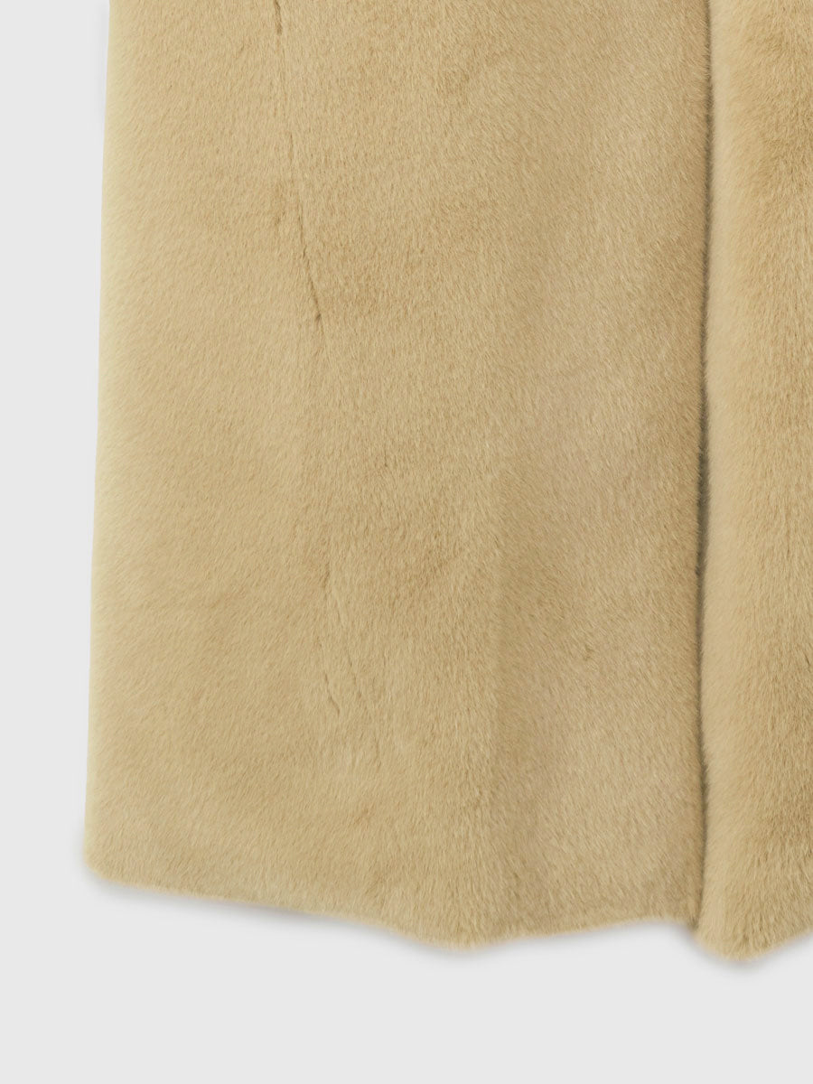 ECOPELノーカラーファーコート