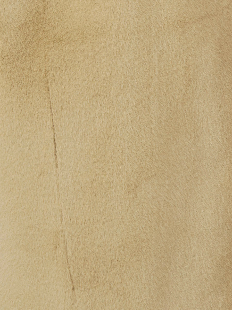 ECOPELノーカラーファーコート