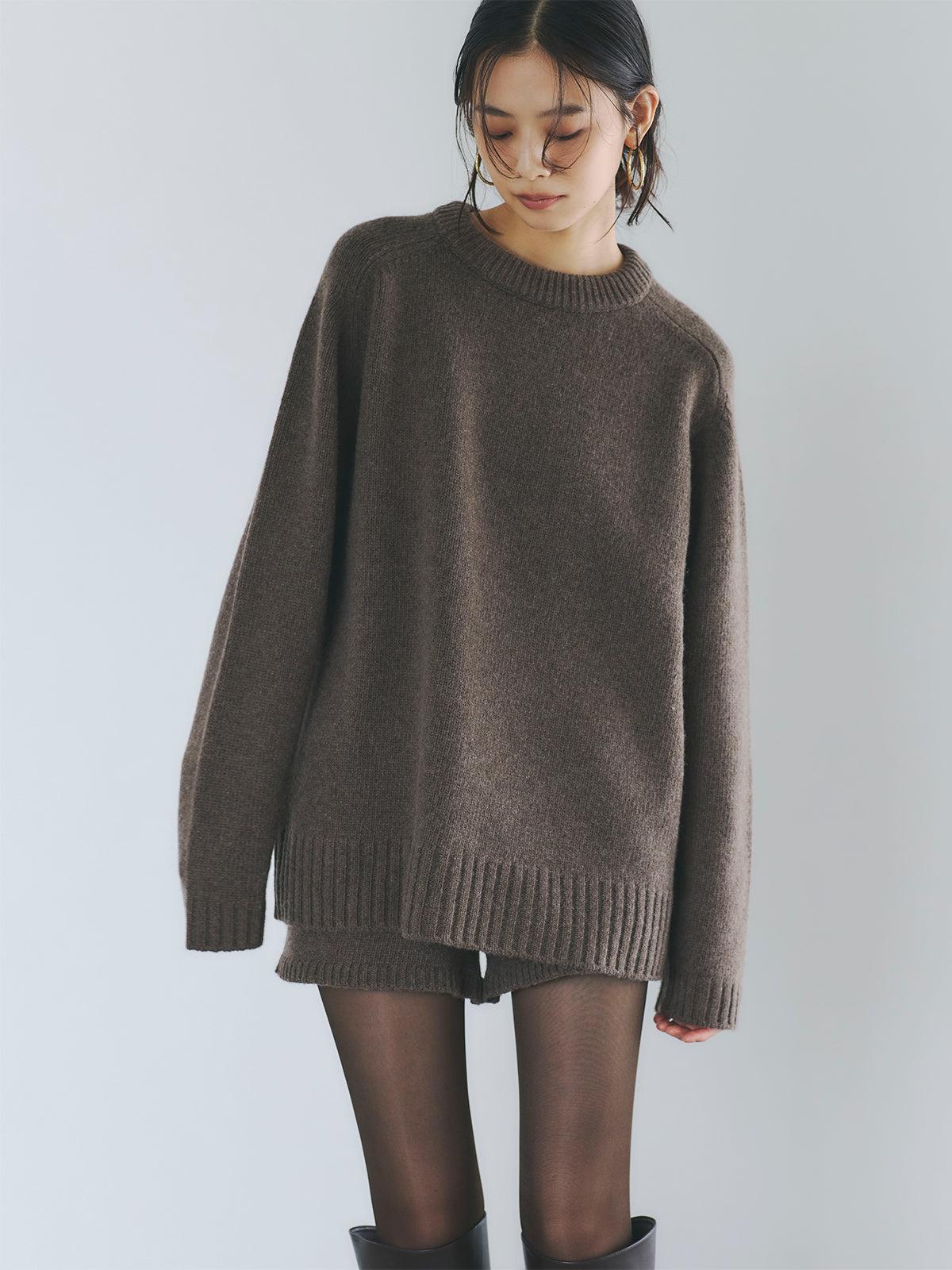 HAMILTON 울 캐시미어 크루넥 풀오버