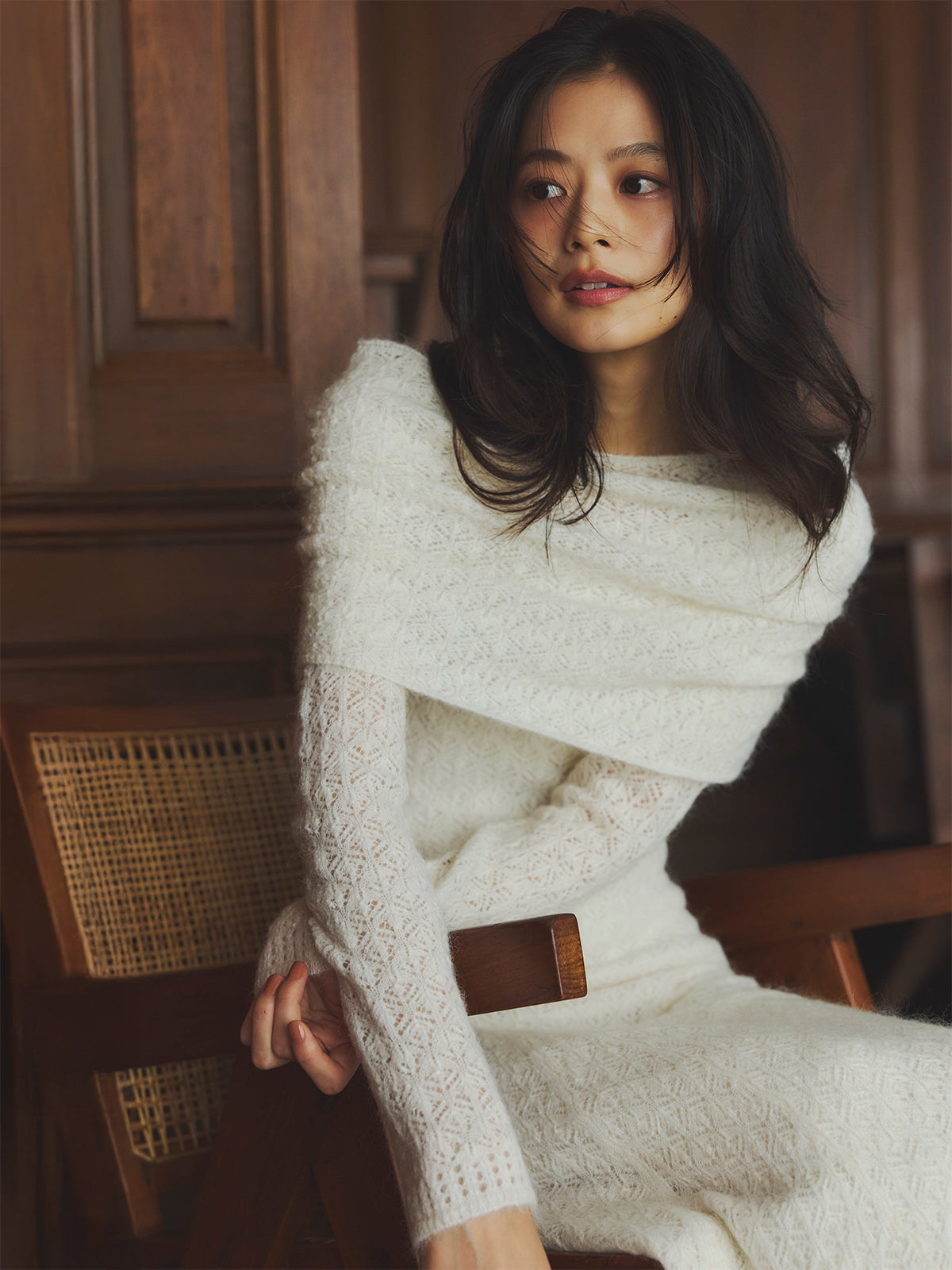 レースワークニットワンピース