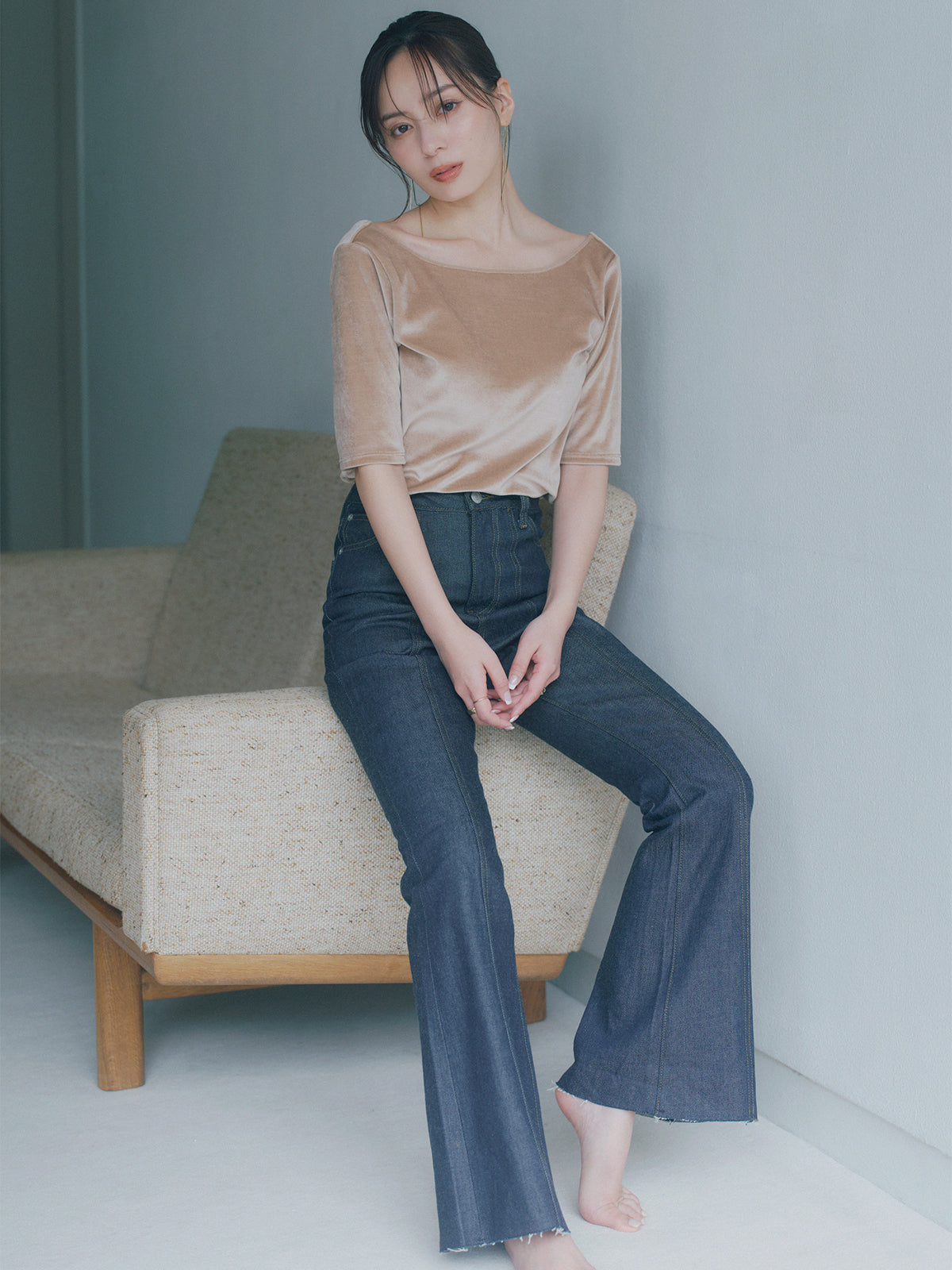 【OUR WACOAL×anuans】컵인 벨로아 탑스