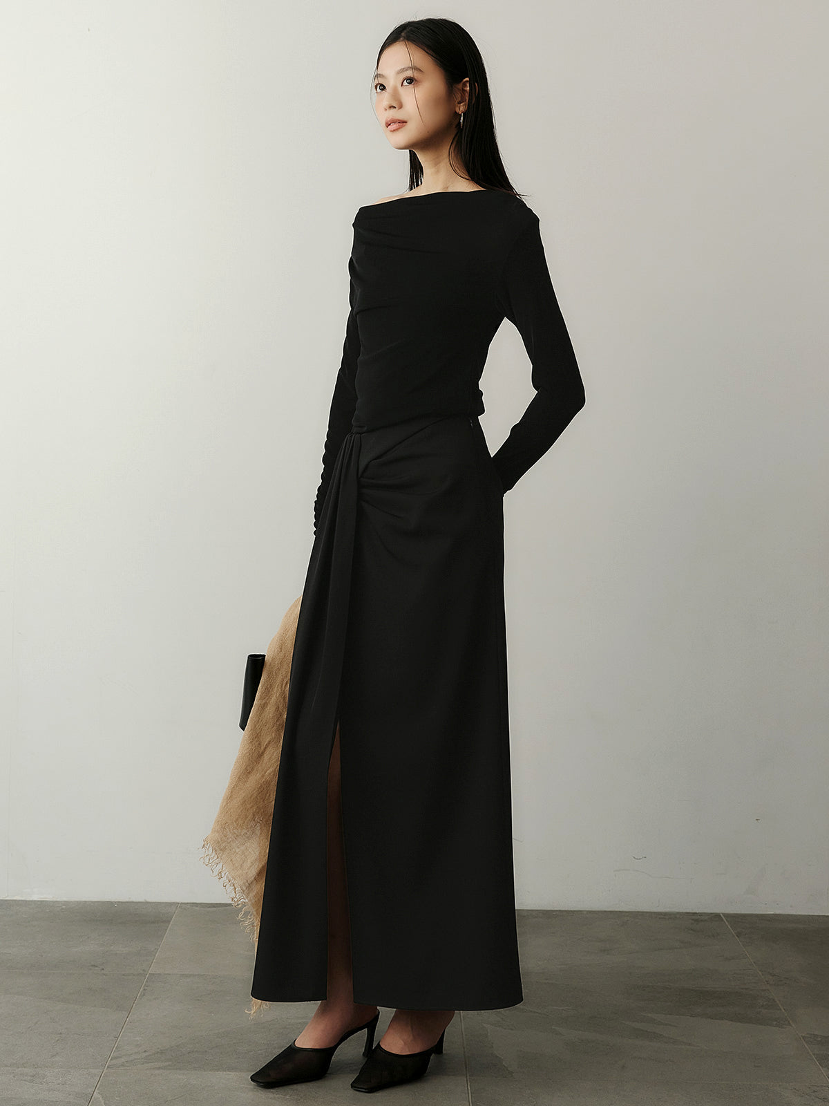 アセテートギャザードレープカットトップス