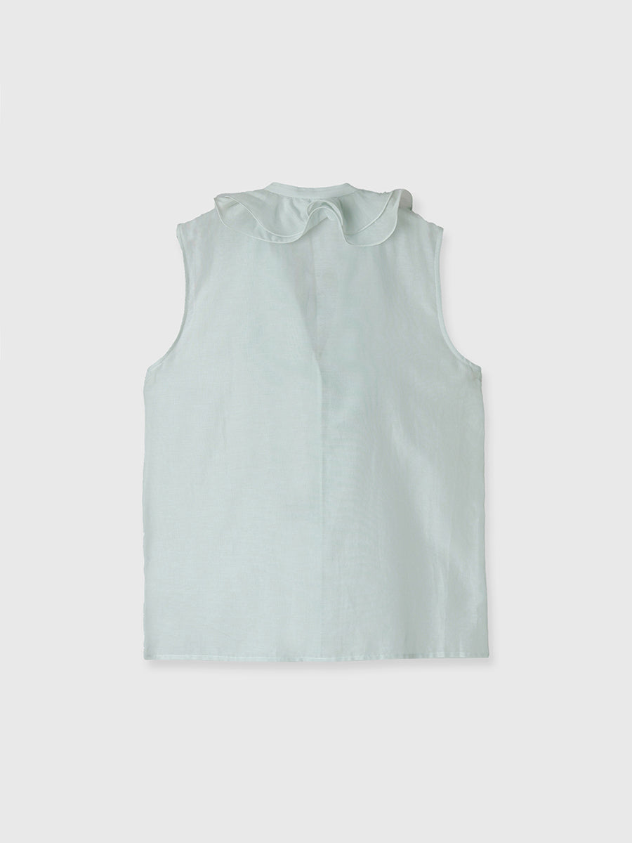 シルクブレンドラッフルブラウス