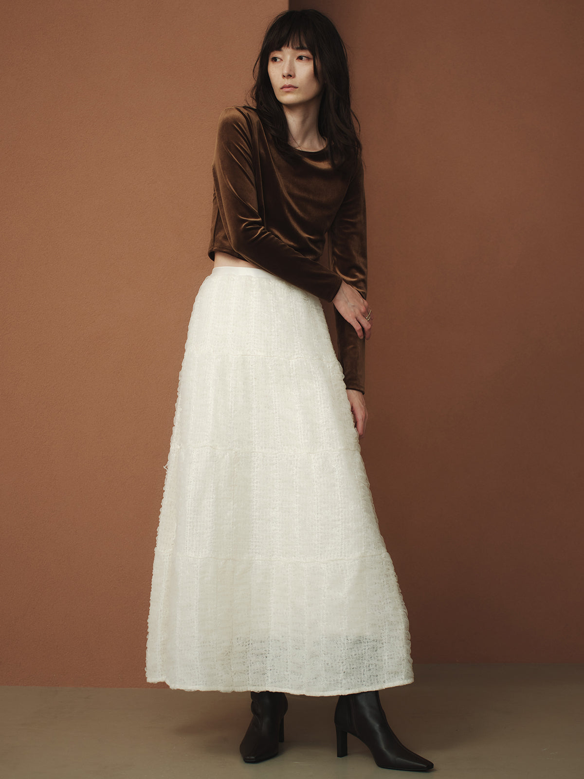 刺绣透视薄纱裙