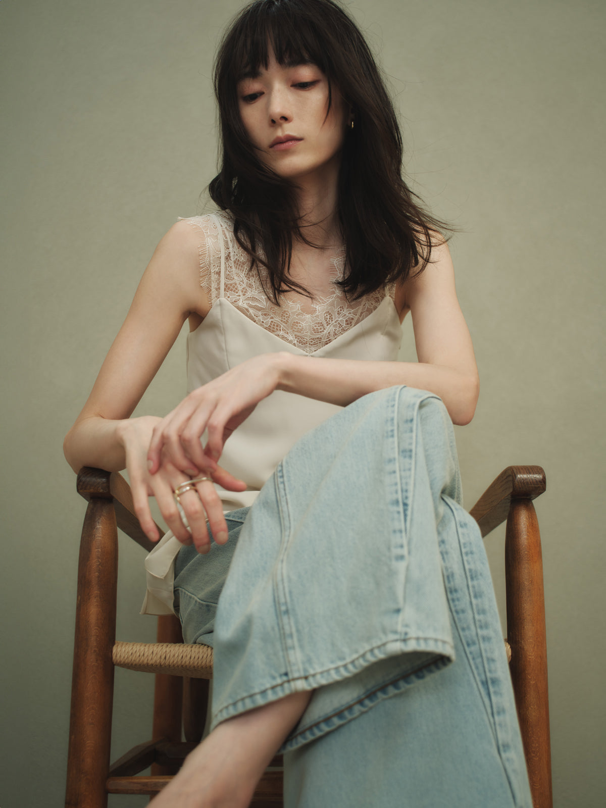 レーストリムカップインキャミソール