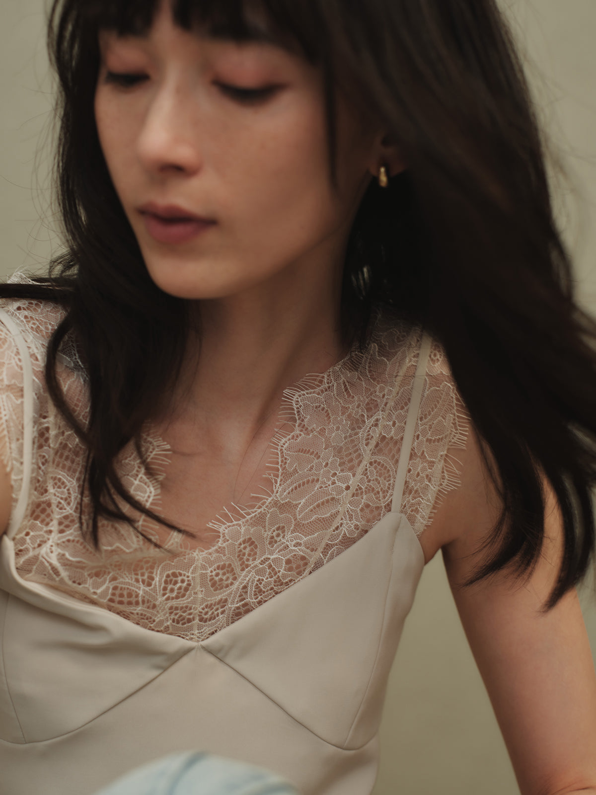 レーストリムカップインキャミソール